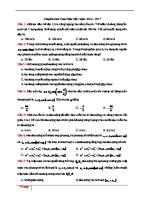 Chuyên tỉnh Vĩnh Phúc lần 1 năm 2016  2017 môn Vật lý